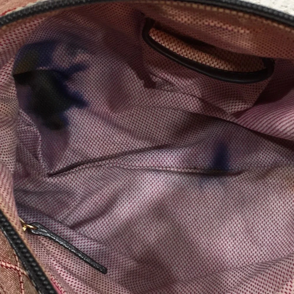 D&B red signature canvas satchel